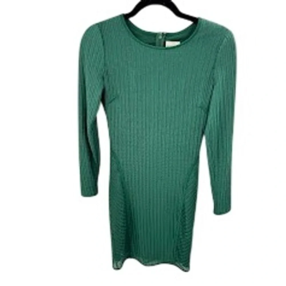 Reiss Chloey Emerald Green Textured Mesh Chevron Bodycon Mini Dress Size 2